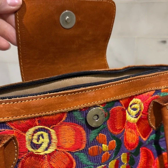 Fresco Fabrics Colorful Floral Embroidered Tote Bag - Picture 8 of 11